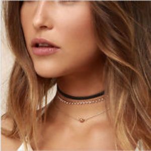 Rhinestone, Gold Necklace and Pendant  J 212